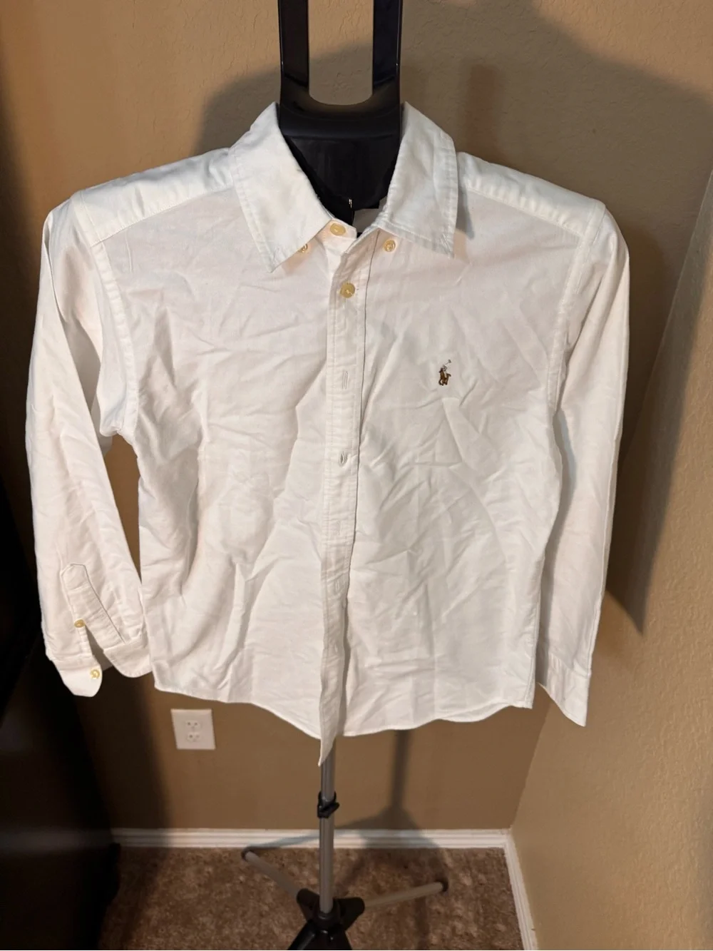 Ralph Lauren White Button-Down Oxford Shirt with Polo Pony